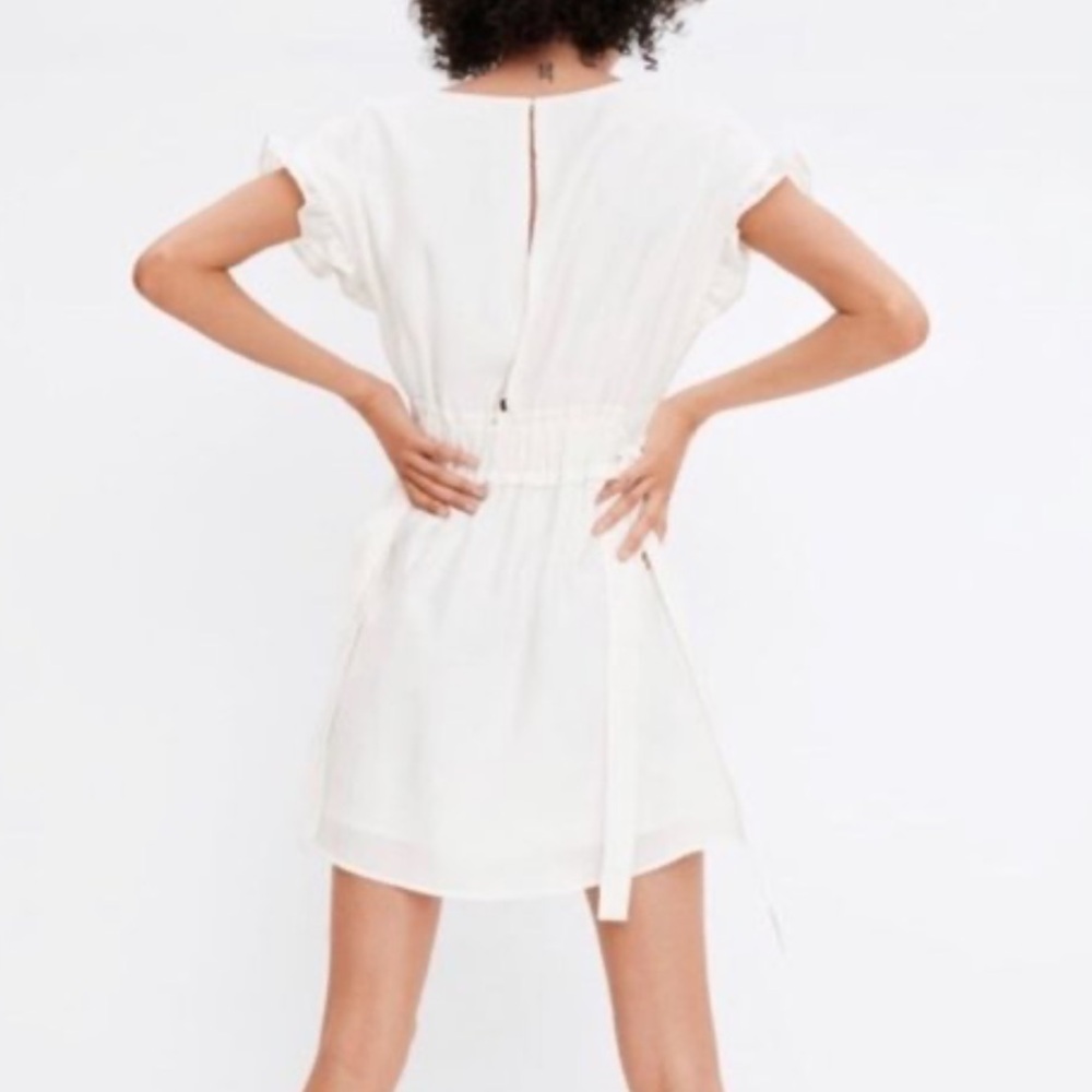Zara White Ruffle Dress - Picture 3 of 9